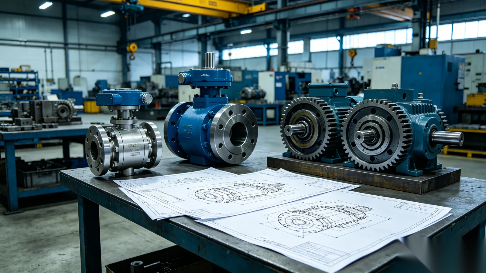 OEM assembly of ball valve worm gear operators in a manufacturing facility