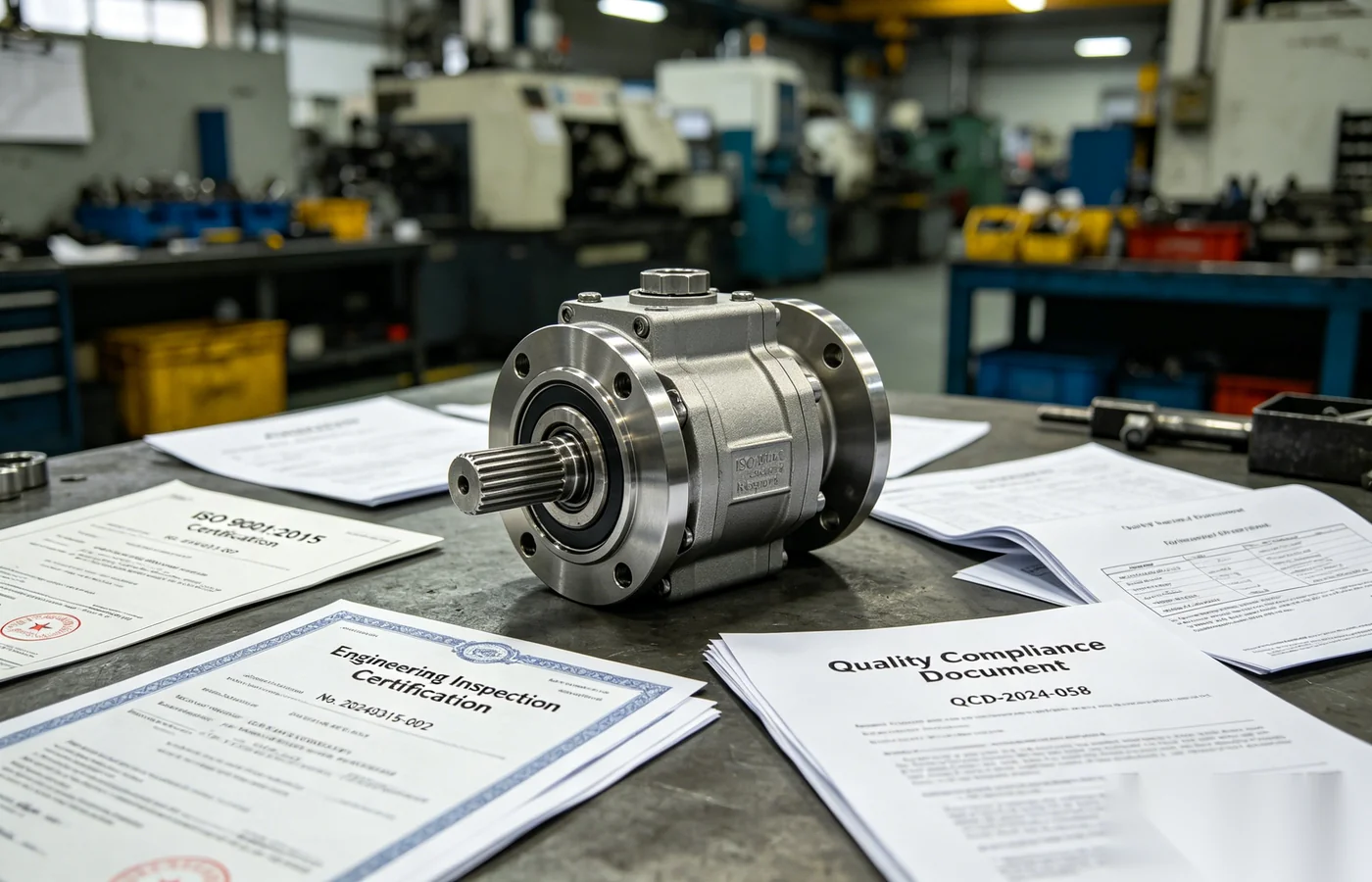Industrial certifications and quality compliance documentation for valve gear operators