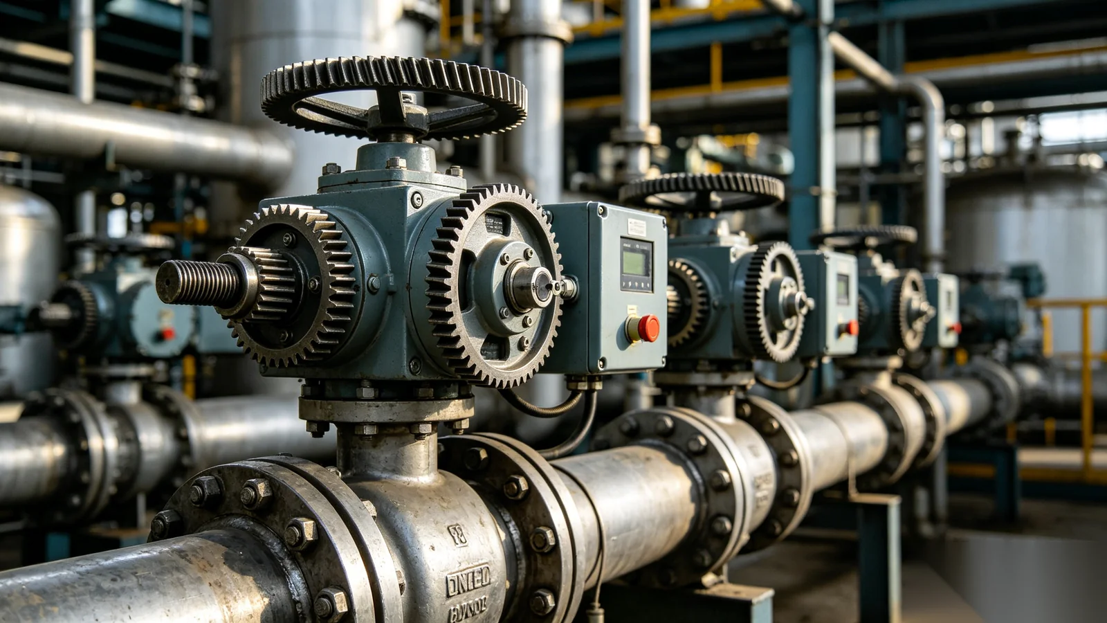 Heavy duty worm gear operator for chemical processing valve