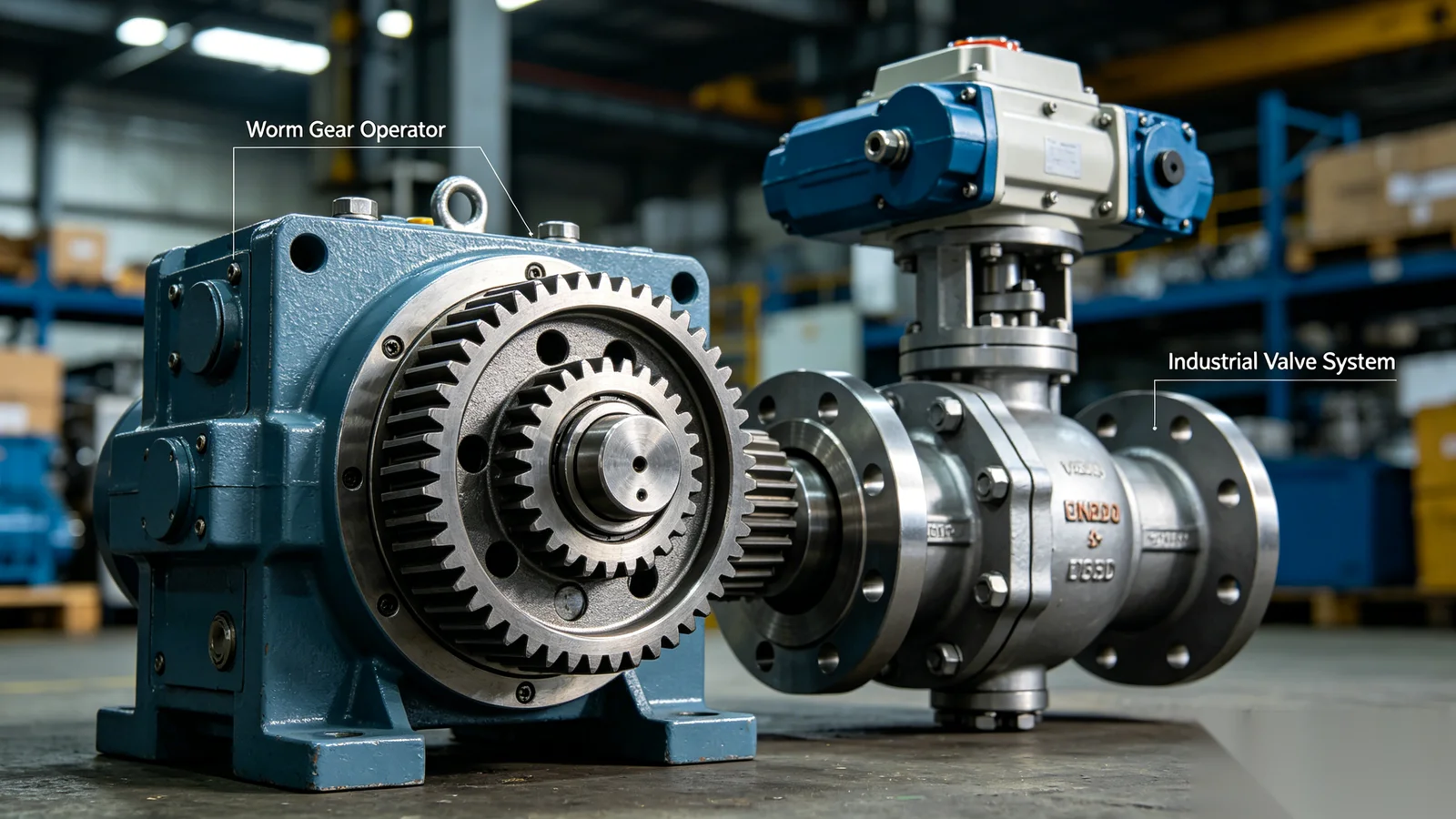 Large butterfly valve with worm gear operator at hydropower intake structure