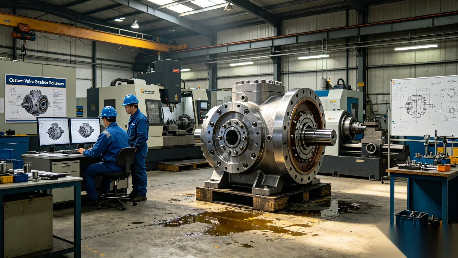 OEM engineering team configuring valve automation packages with gear operators