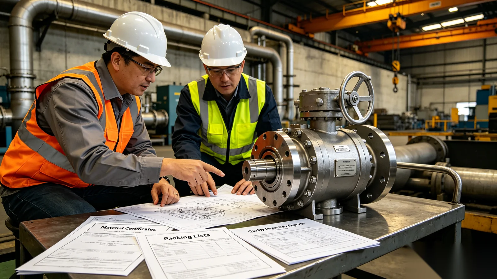 Engineering team reviewing mining EPC valve automation submittals and CAD drawings