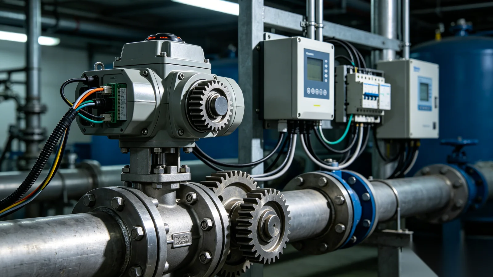 Electric actuator and gear operator integrated with water treatment SCADA control system