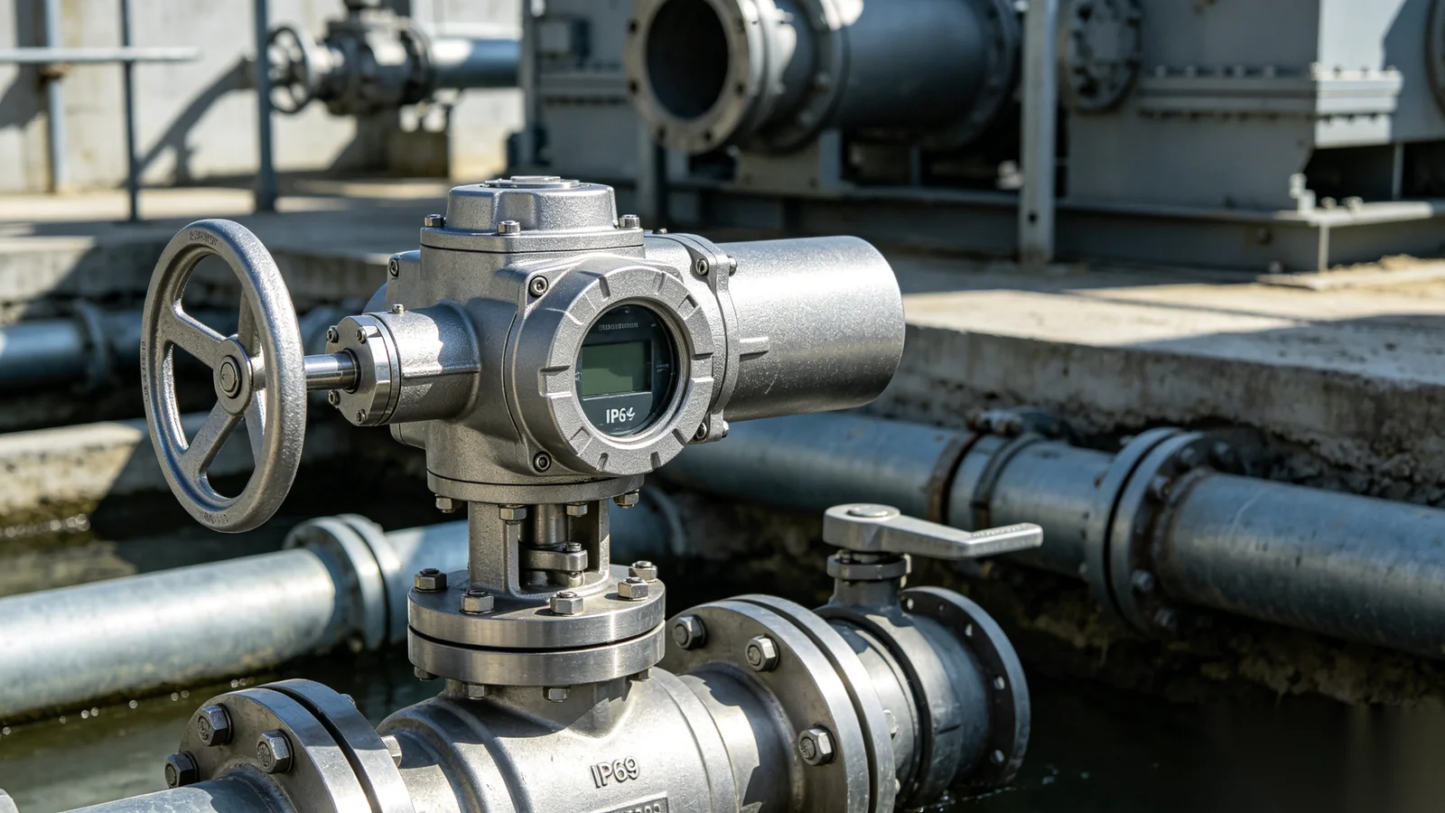 Corrosion-resistant gear operator with sealed enclosure for outdoor water facility installation